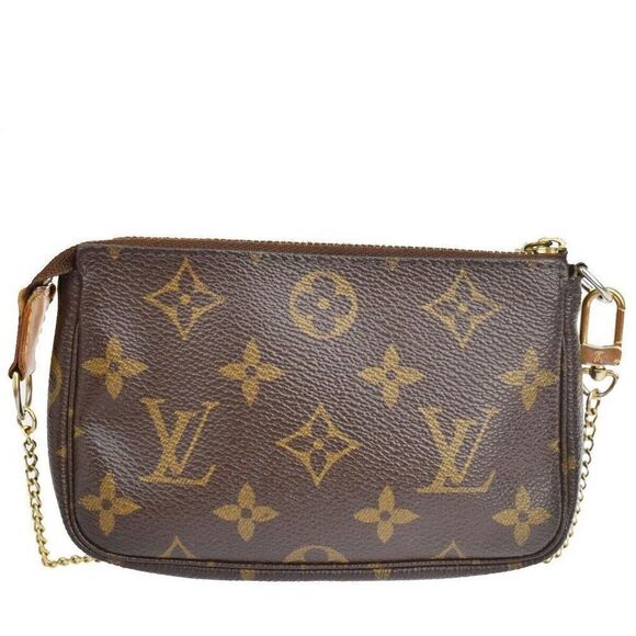 LOUIS VUITTON Mini Pochette Accessoires Hand Bag Monogram Leather - Picture 4 of 13